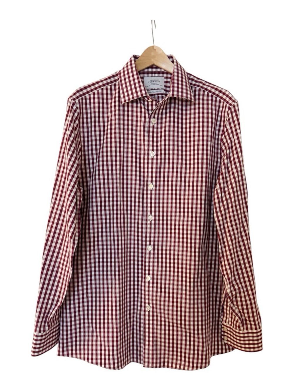 Charles Tyrwhitt Non Iron Slim Fit Spread Collar Button up Shirt Magenta Check